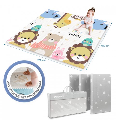 Kidwell Inda Animals - mata piankowa edukacyjna 180x200